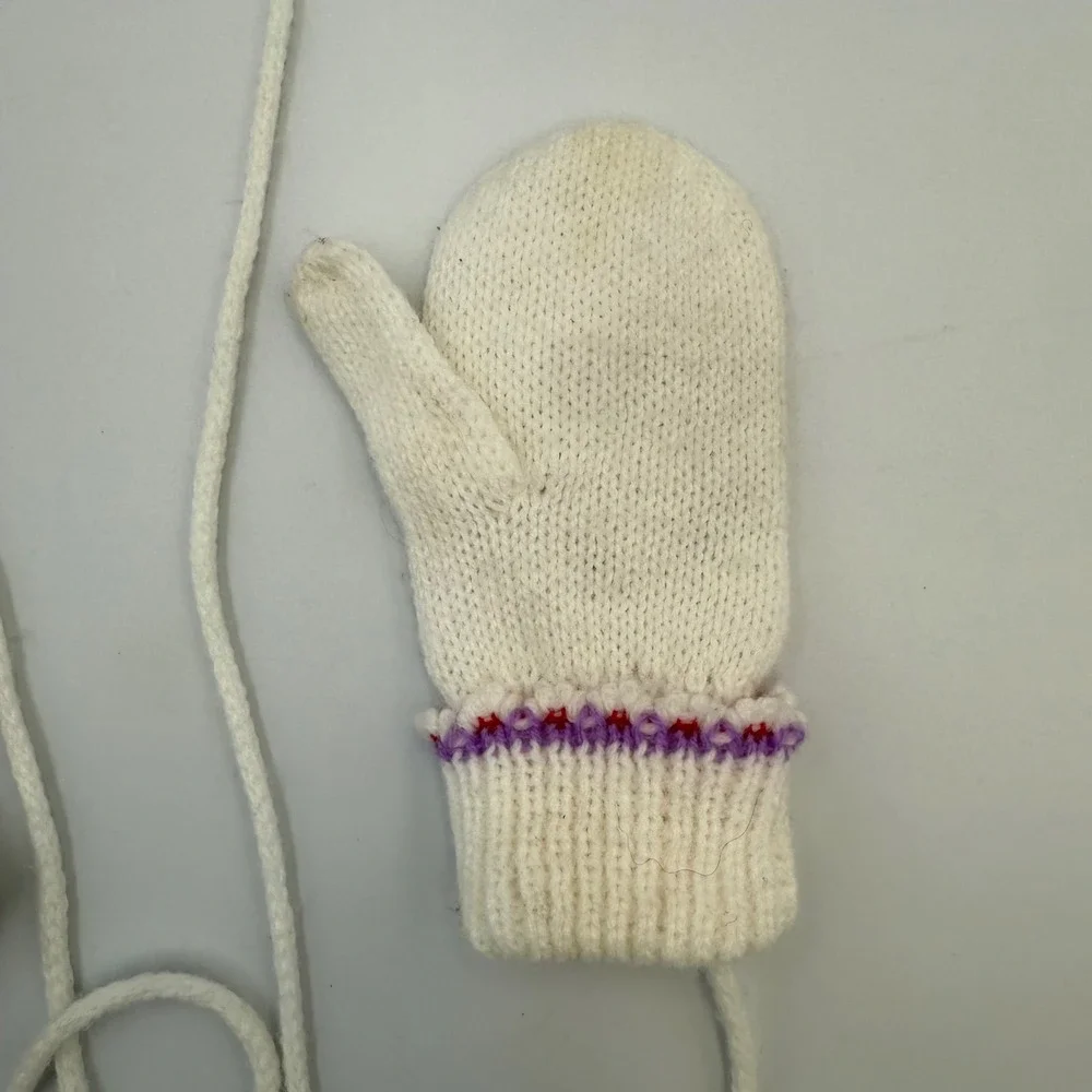Vtg Baby‎ Mittens with String | Panda, Balloon, Parachute | 1980s 100% Acrylic